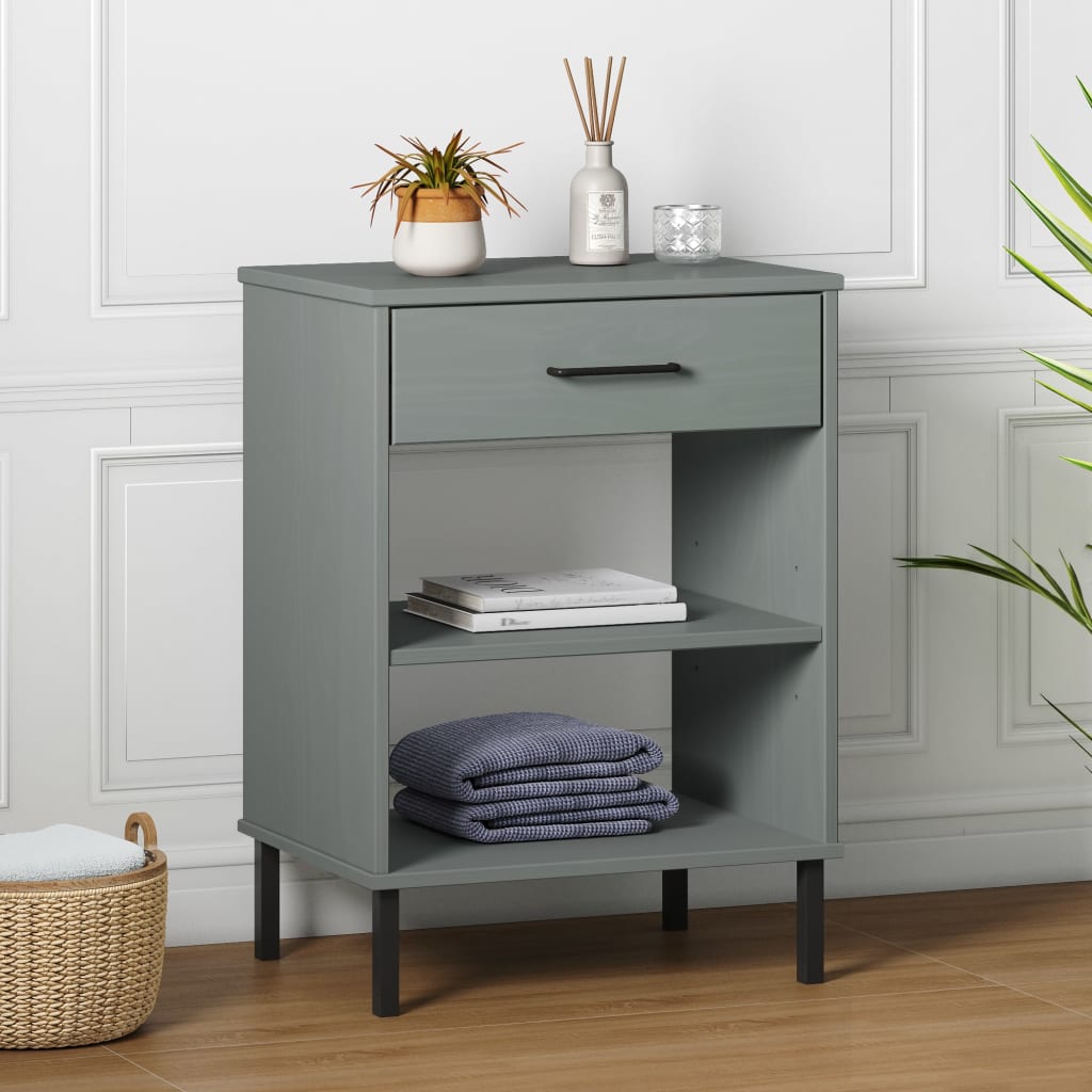 Armario consola patas de metal madera maciza pino blanco OSLO