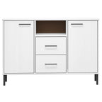 Aparador con patas metal OSLO madera maciza blanco 113x40x77 cm