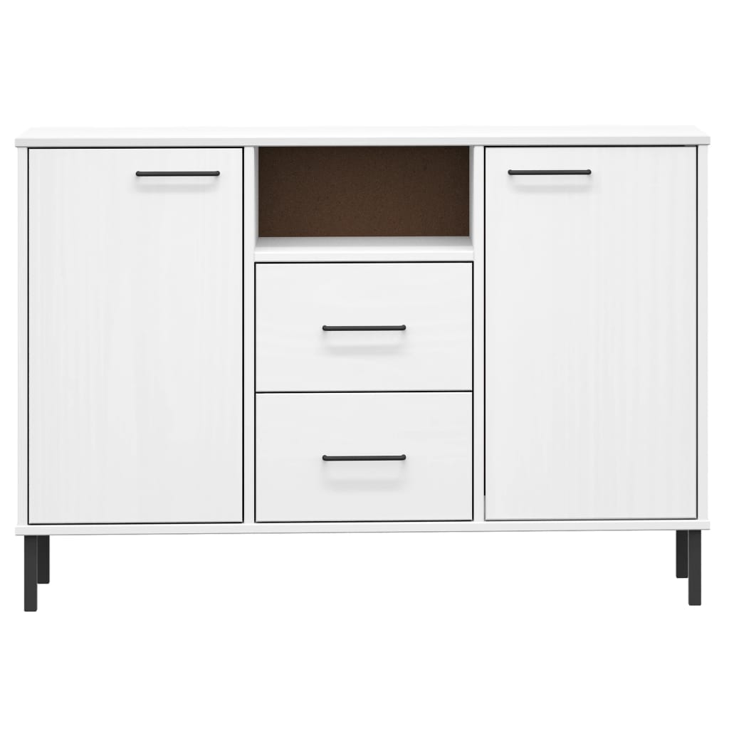 Aparador con patas metal OSLO madera maciza blanco 113x40x77 cm