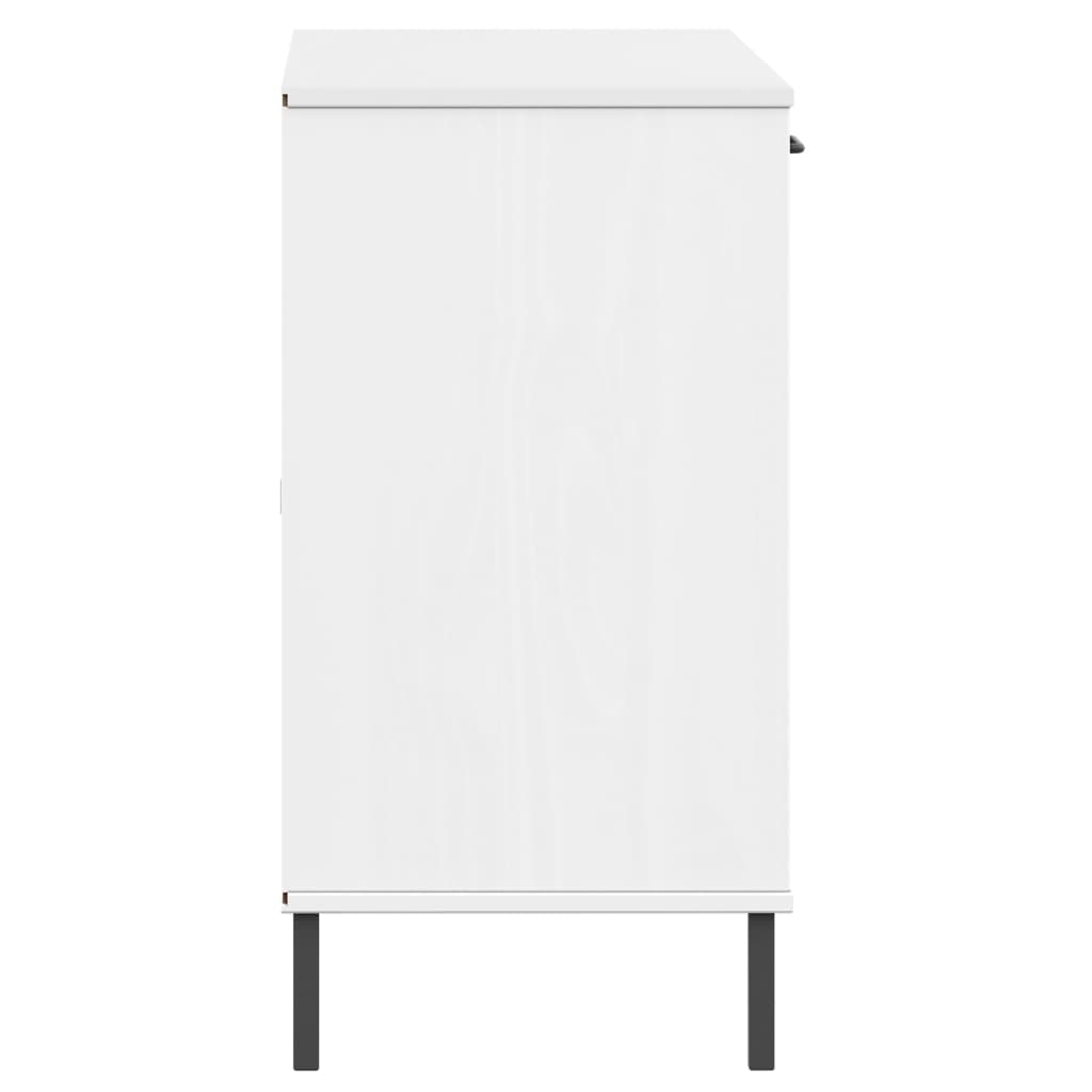 Aparador con patas metal OSLO madera maciza blanco 113x40x77 cm