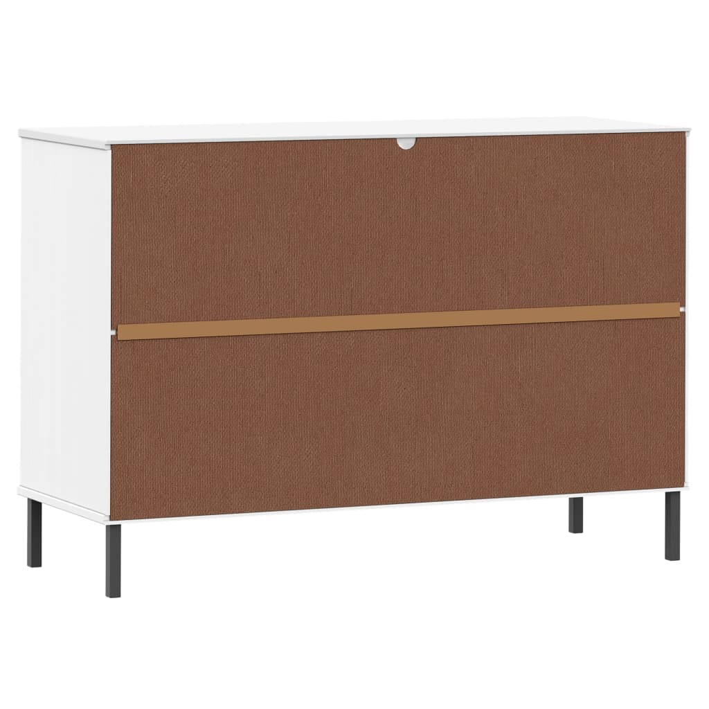 Aparador con patas metal OSLO madera maciza blanco 113x40x77 cm