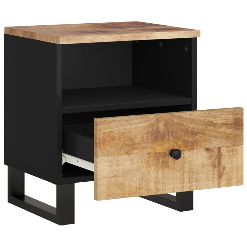 Mesita de noche madera maciza mango y madera contrachapada