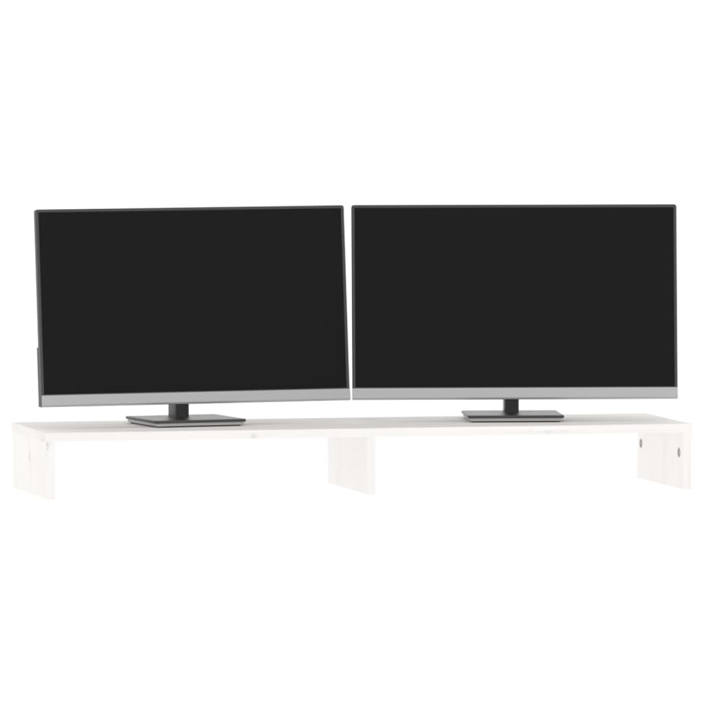 Soporte de monitor madera maciza de pino blanco 100x27x10 cm