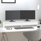 Soporte de monitor madera maciza de pino blanco 100x27x10 cm