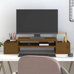 Soporte de monitor madera maciza de pino blanco 100x27x10 cm