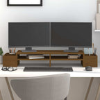 Soporte de monitor madera maciza de pino blanco 100x27x10 cm