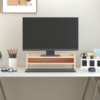 Soporte de monitor madera maciza de pino blanco 100x27x10 cm