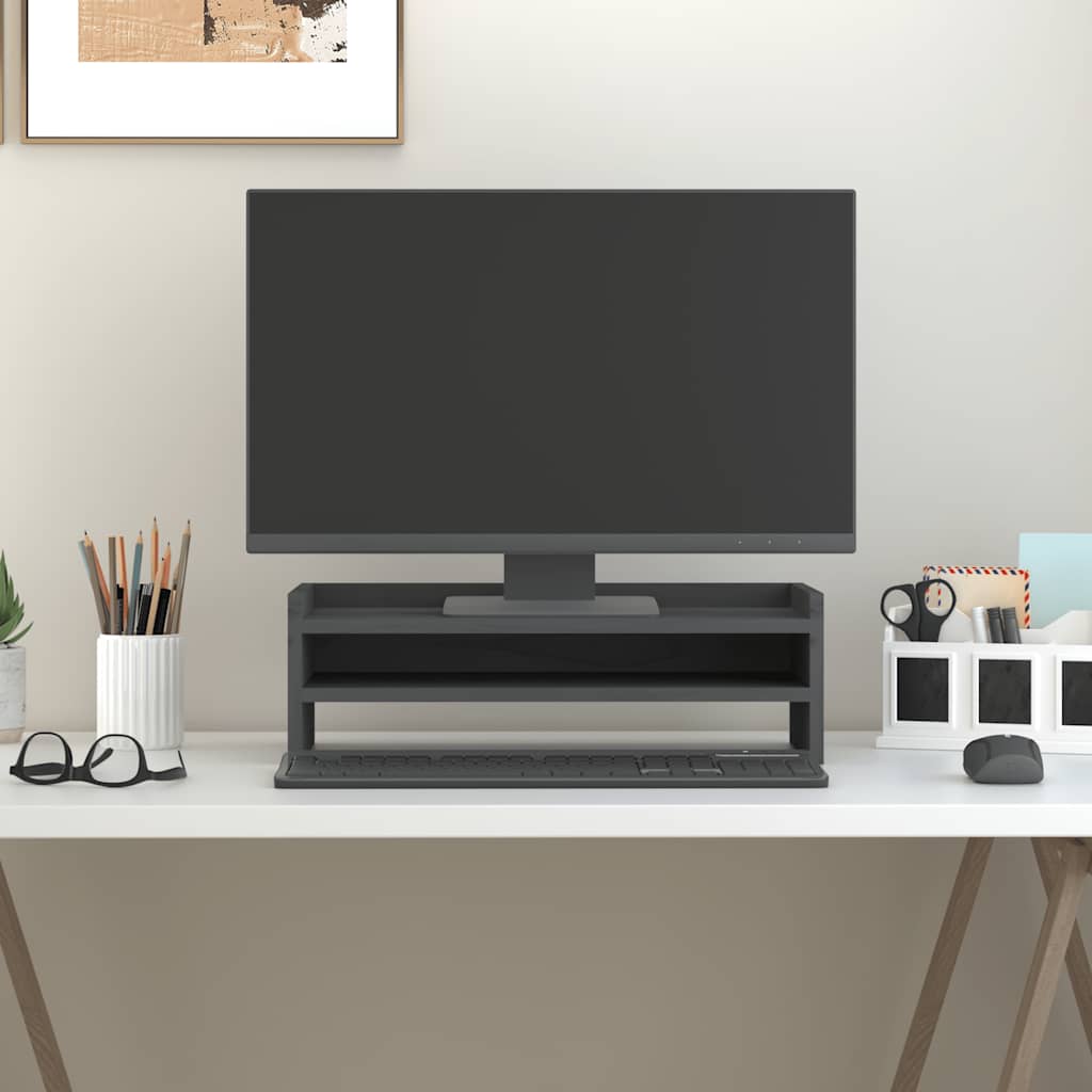 Soporte de monitor madera maciza de pino blanco 100x27x10 cm