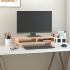 Soporte de monitor madera maciza de pino blanco 100x27x10 cm