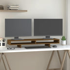 Soporte de monitor madera maciza de pino blanco 100x27x10 cm