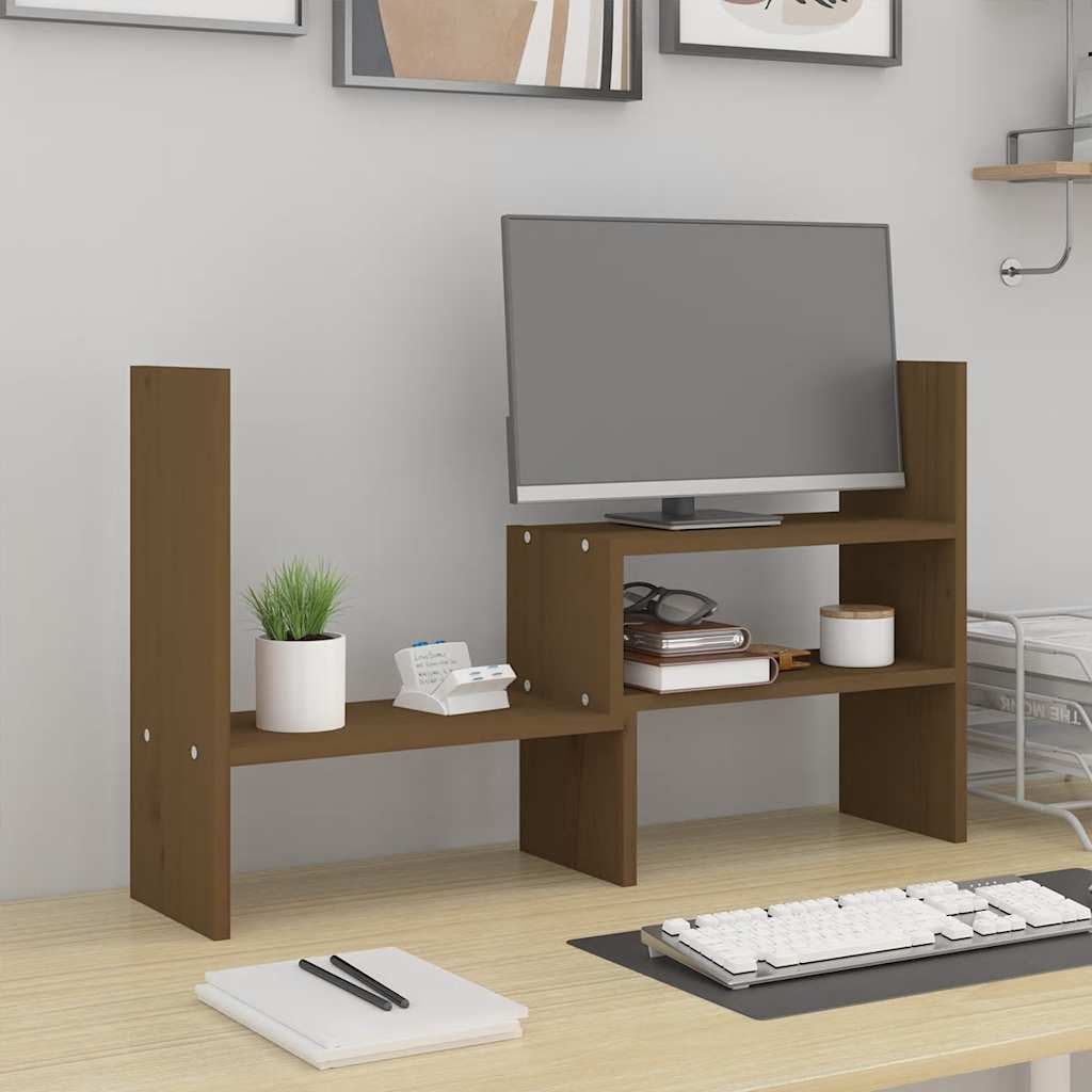Soporte de monitor madera maciza de pino blanco 100x27x10 cm