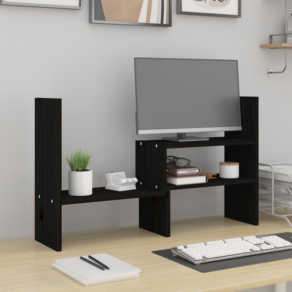 Soporte de monitor madera maciza de pino blanco 100x27x10 cm