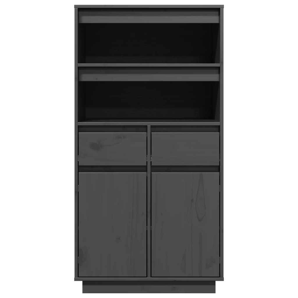 Aparador alto de madera maciza de pino gris 60x40x116,5 cm