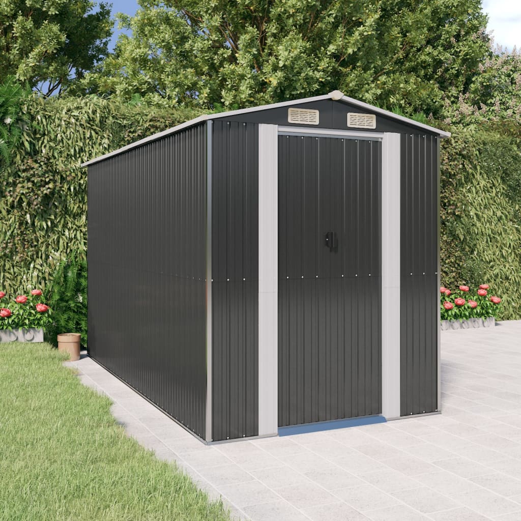 Cobertizo de jardín acero galvanizado antracita 126x97,5x177 cm