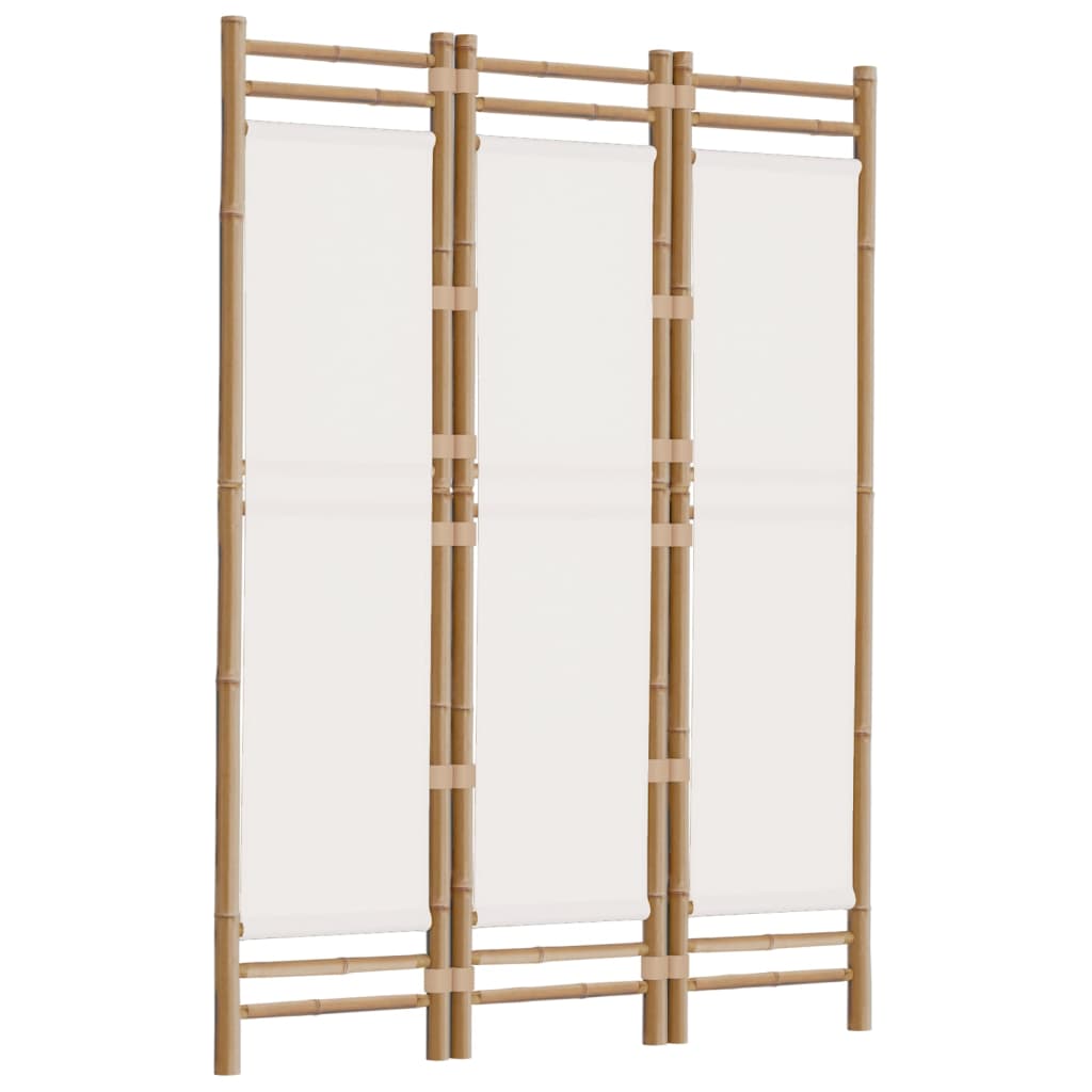 Biombo plegable de 3 paneles bambú y lona 120 cm