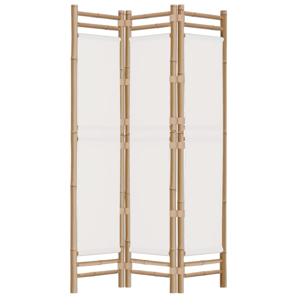 Biombo plegable de 3 paneles bambú y lona 120 cm