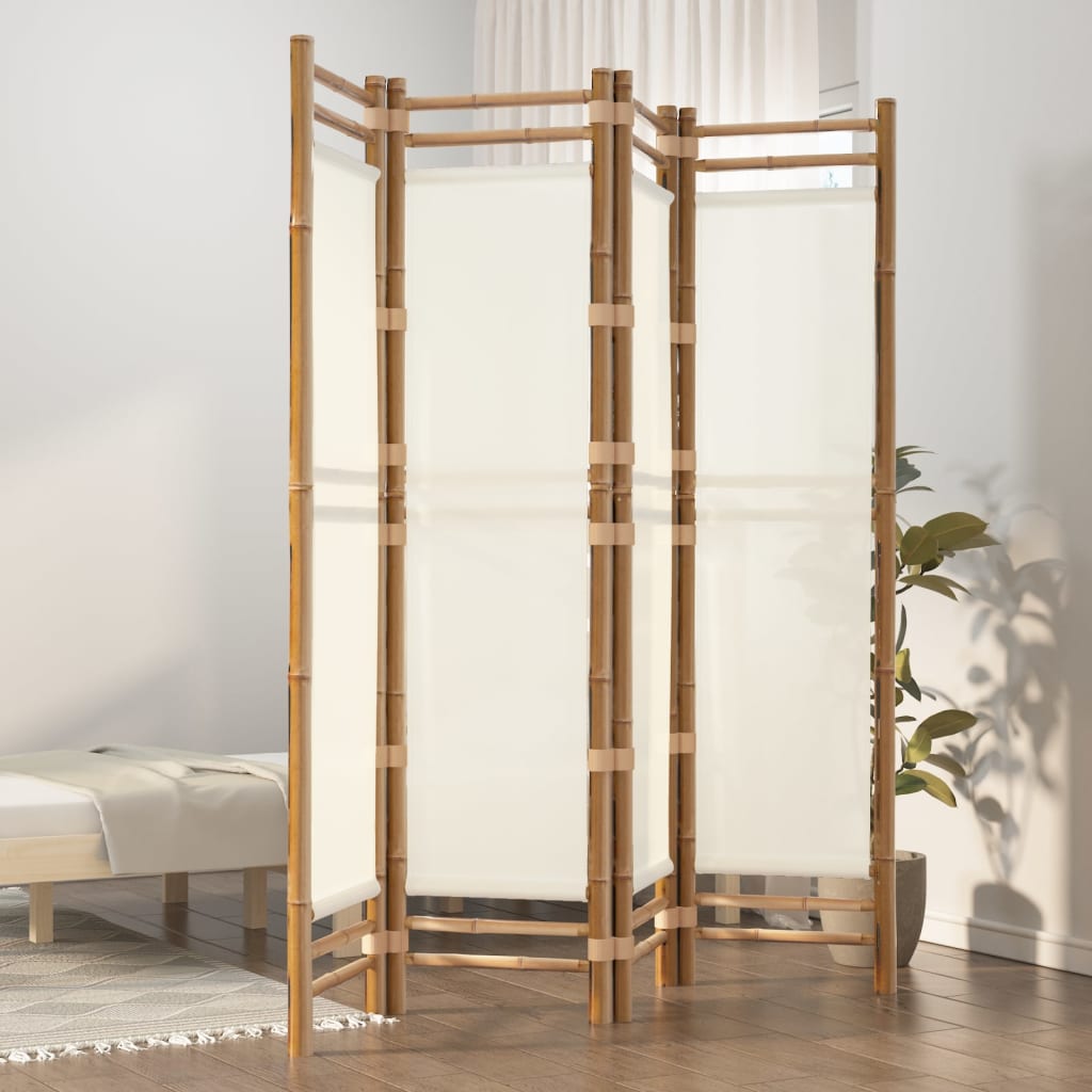 Biombo dobrável de 3 painéis em bambu e tela 120 cm