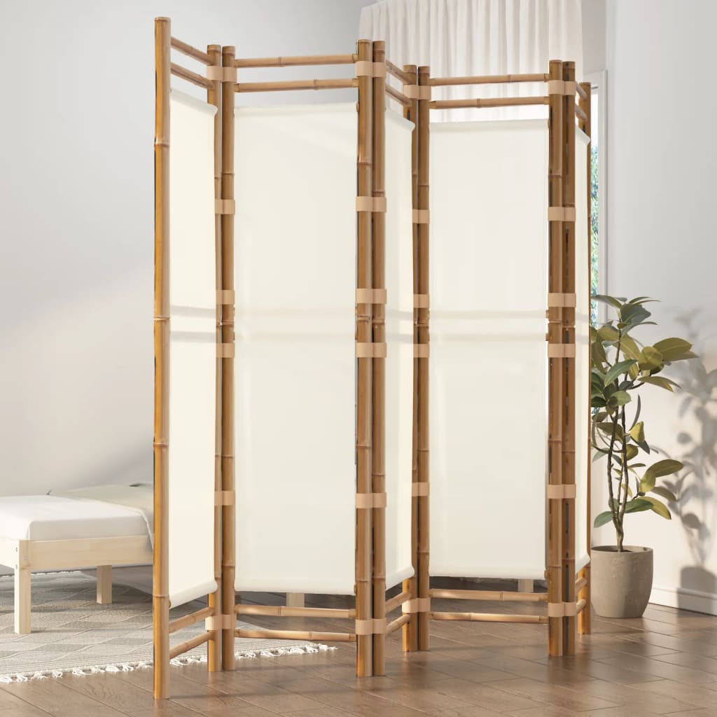 Biombo dobrável de 3 painéis em bambu e tela 120 cm