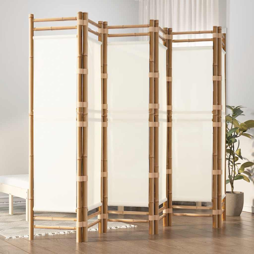 Biombo dobrável de 3 painéis em bambu e tela 120 cm