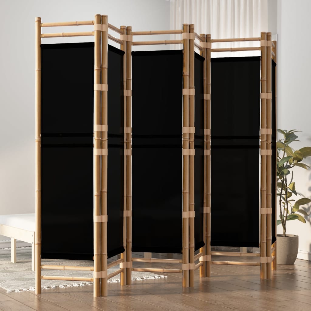Biombo dobrável de 3 painéis em bambu e tela 120 cm