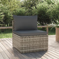 Sofá central jardín con cojín ratán sintético gris 57x57x56 cm