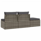 Set de muebles de jardín 3 pzas y cojines ratán sintético gris