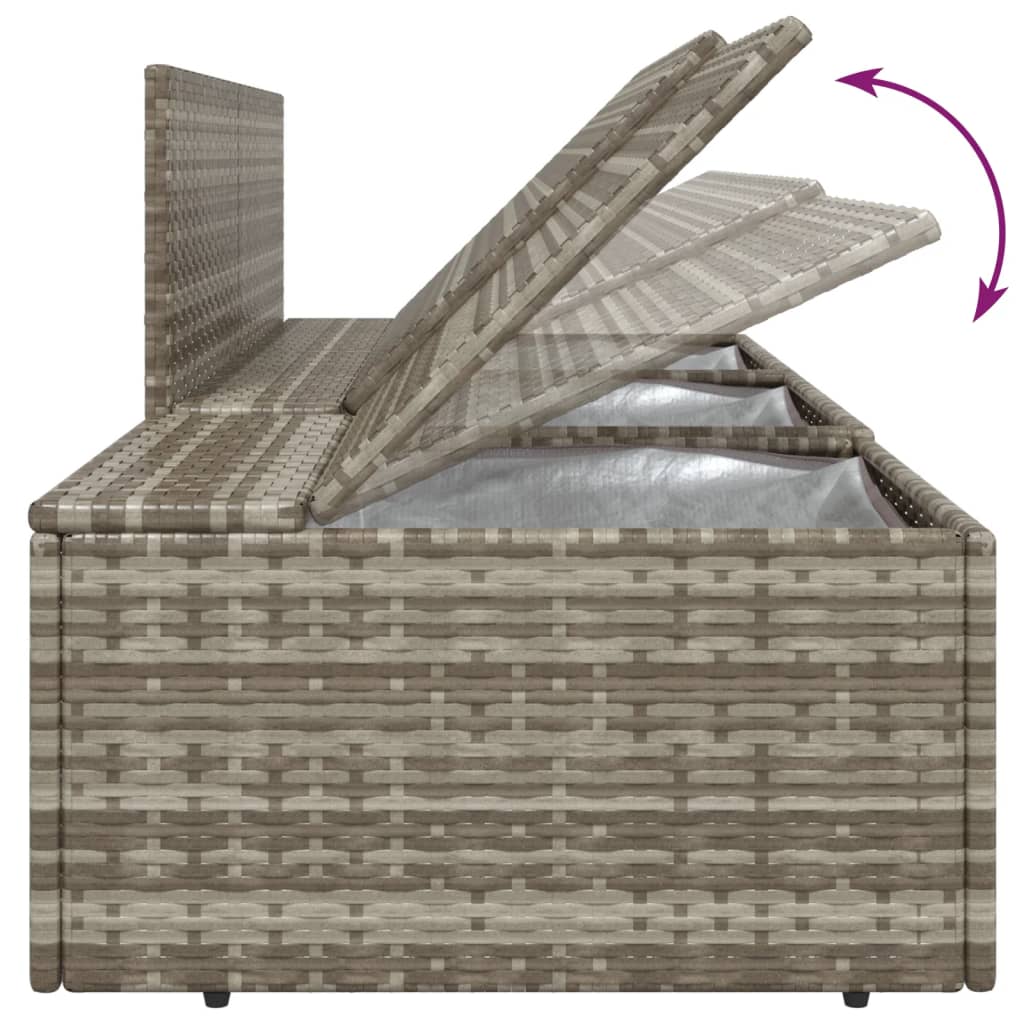 Set de muebles de jardín 3 pzas y cojines ratán sintético gris