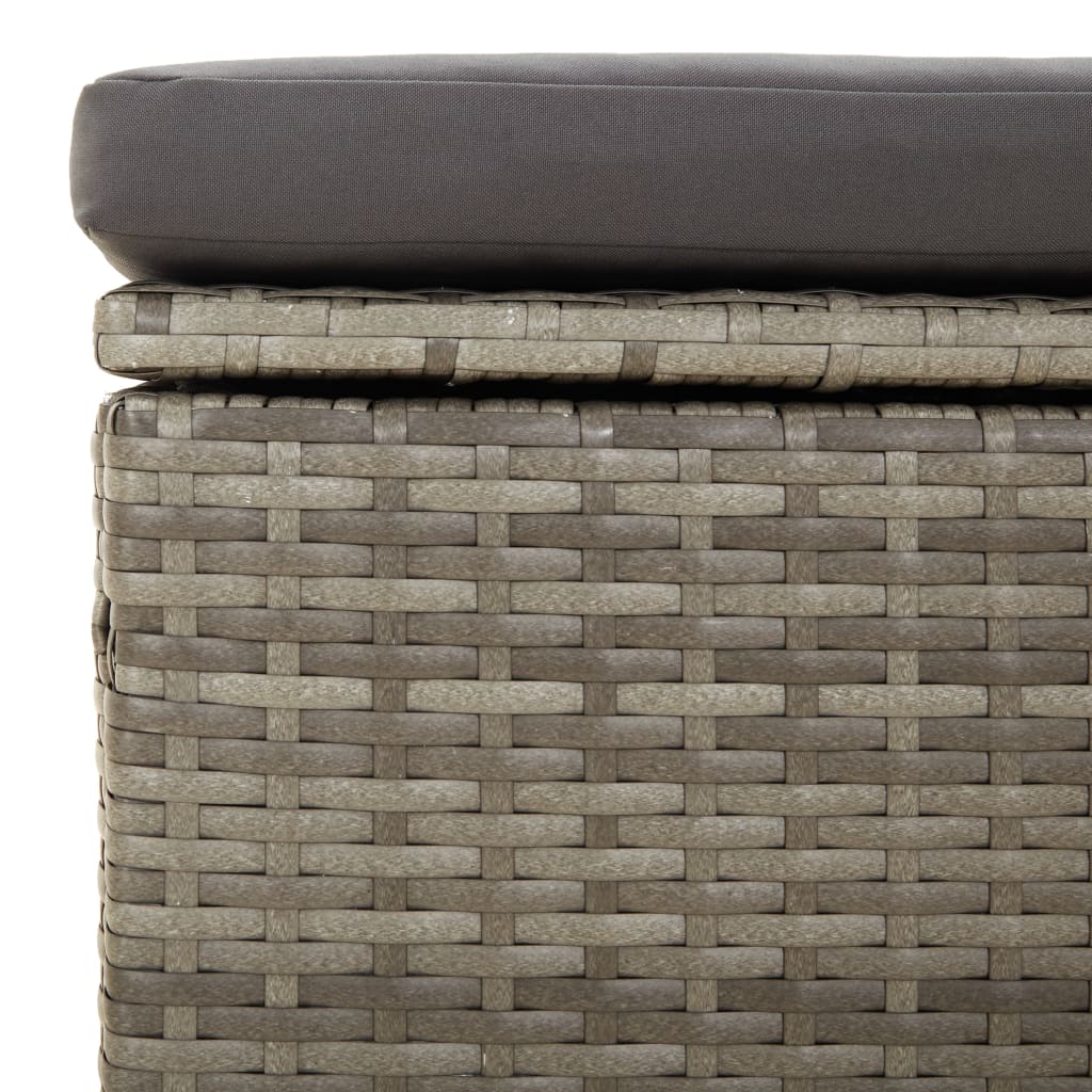 Set de muebles de jardín 3 pzas y cojines ratán sintético gris