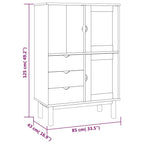 Aparador de madera maciza de pino 85x43x125 cm