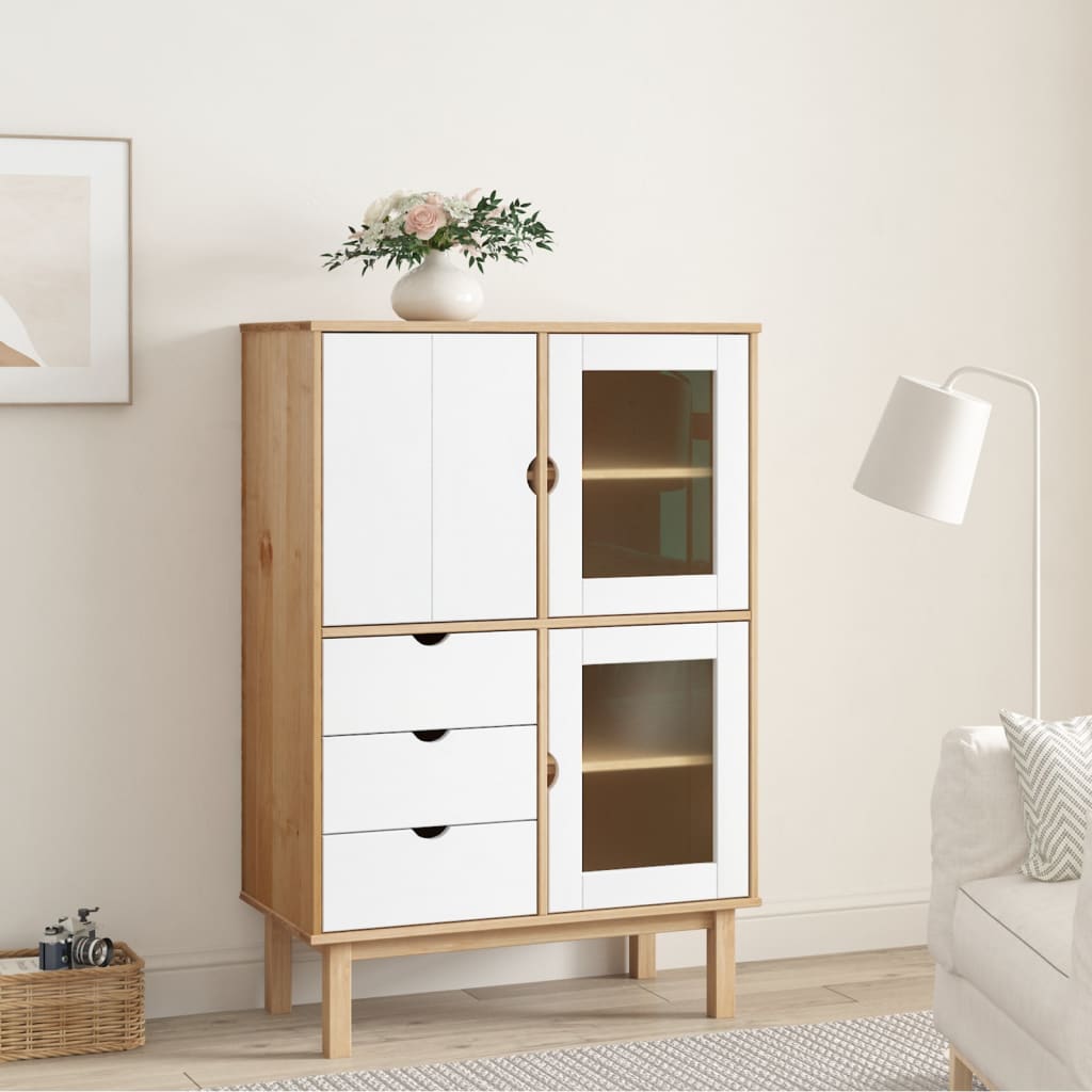 Black solid pine sideboard 67x40x108.5 cm