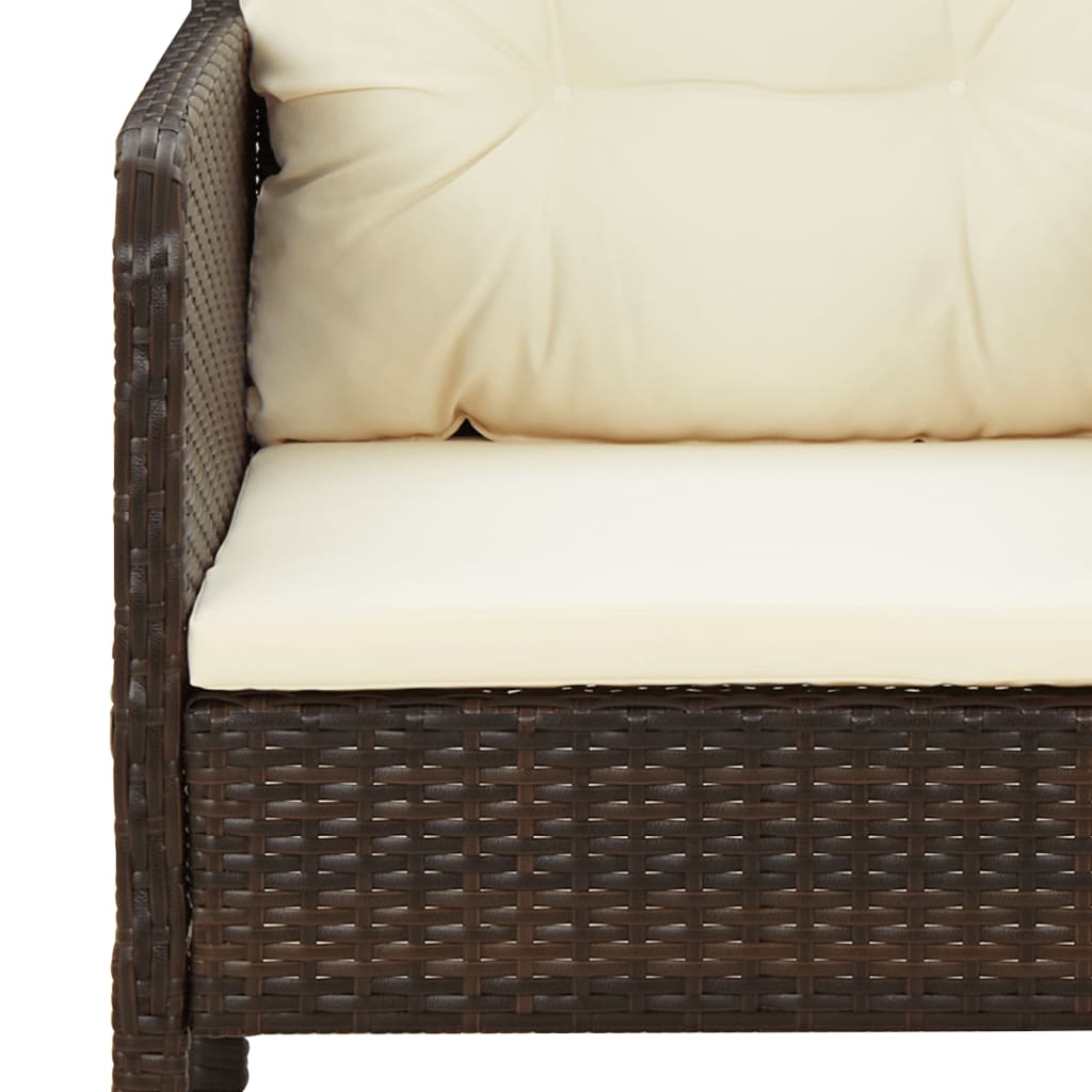 Set muebles de jardín 5 piezas y cojines ratán sintético marrón