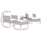 Set muebles de jardín 5 piezas y cojines ratán sintético marrón