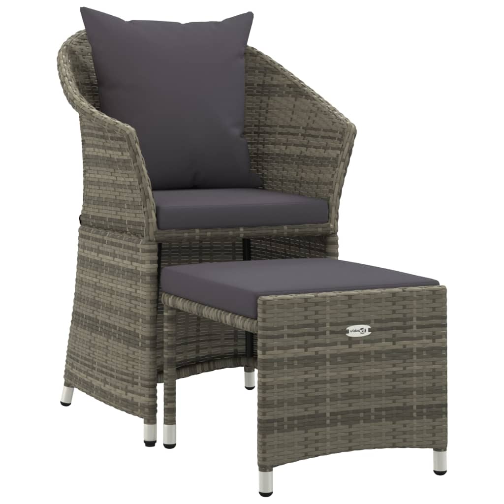 Set de muebles de jardín 2 pzas cojines ratán sintético gris