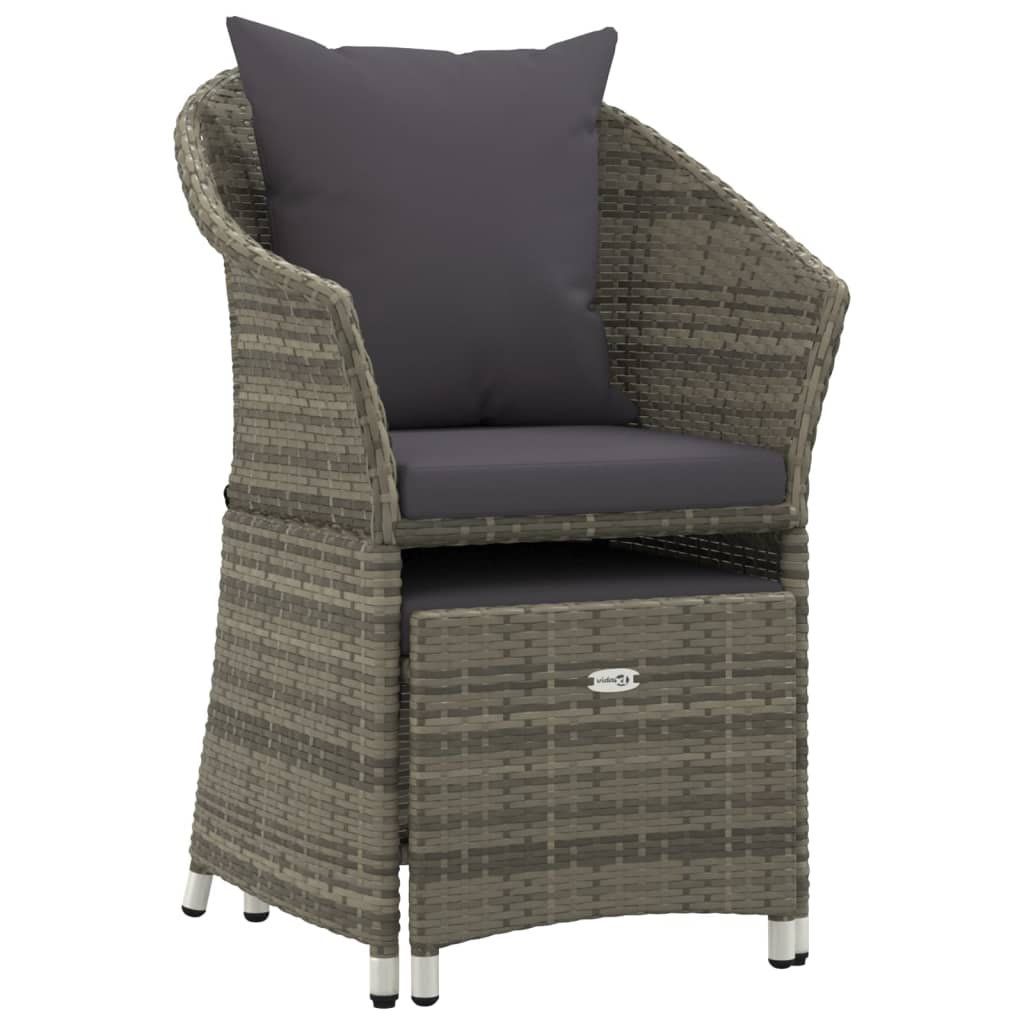 Set de muebles de jardín 2 pzas cojines ratán sintético gris