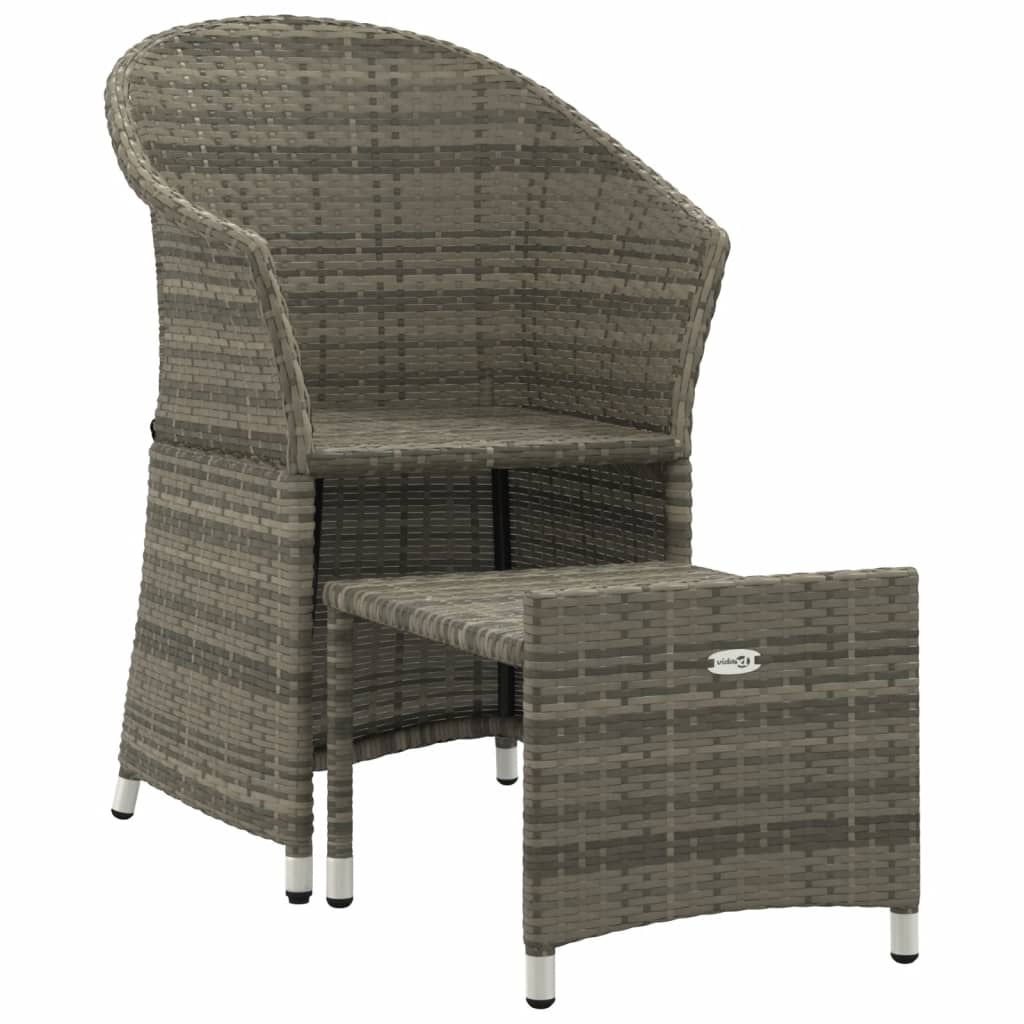 Set de muebles de jardín 2 pzas cojines ratán sintético gris