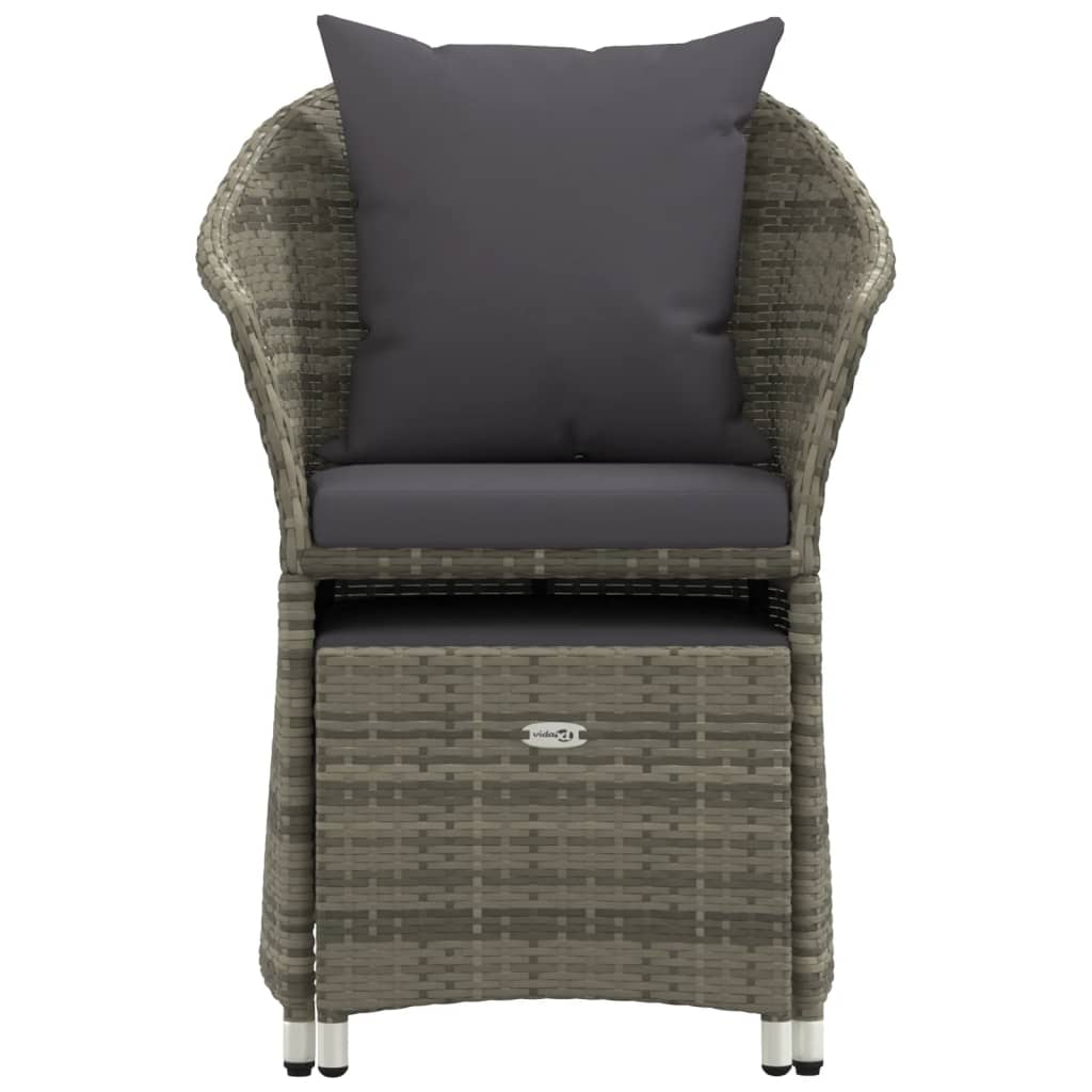 Set de muebles de jardín 2 pzas cojines ratán sintético gris