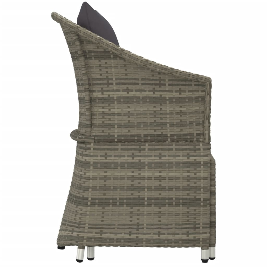 Set de muebles de jardín 2 pzas cojines ratán sintético gris