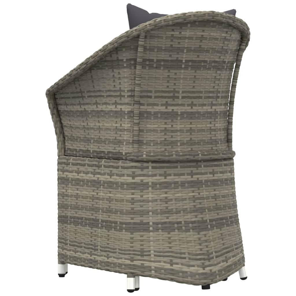 Set de muebles de jardín 2 pzas cojines ratán sintético gris