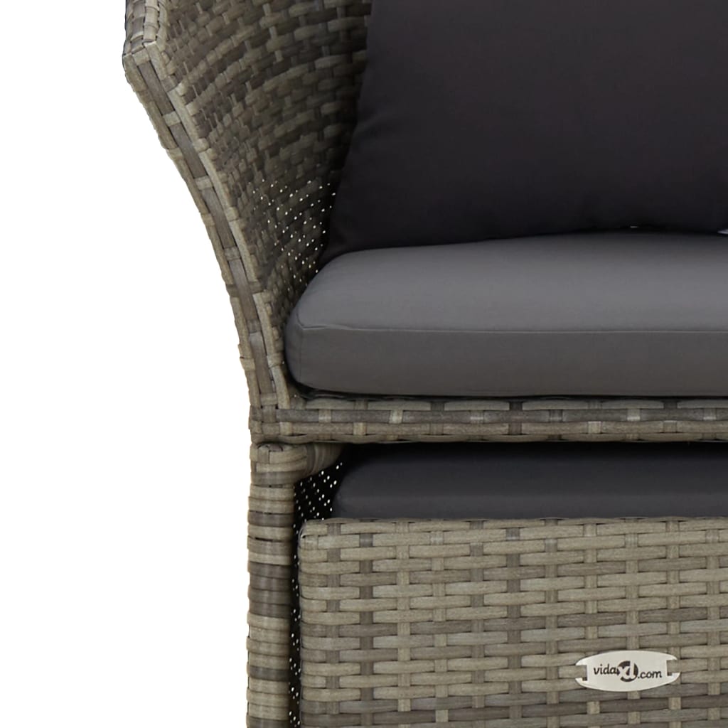 Set de muebles de jardín 2 pzas cojines ratán sintético gris