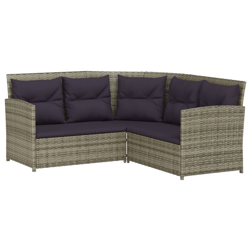 Set de sofás en forma de L 2 pzas cojines ratán sintético gris