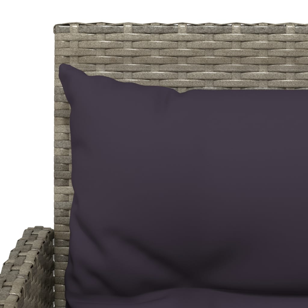 Set de sofás en forma de L 2 pzas cojines ratán sintético gris