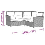 Set de sofás en forma de L 2 pzas cojines ratán sintético gris
