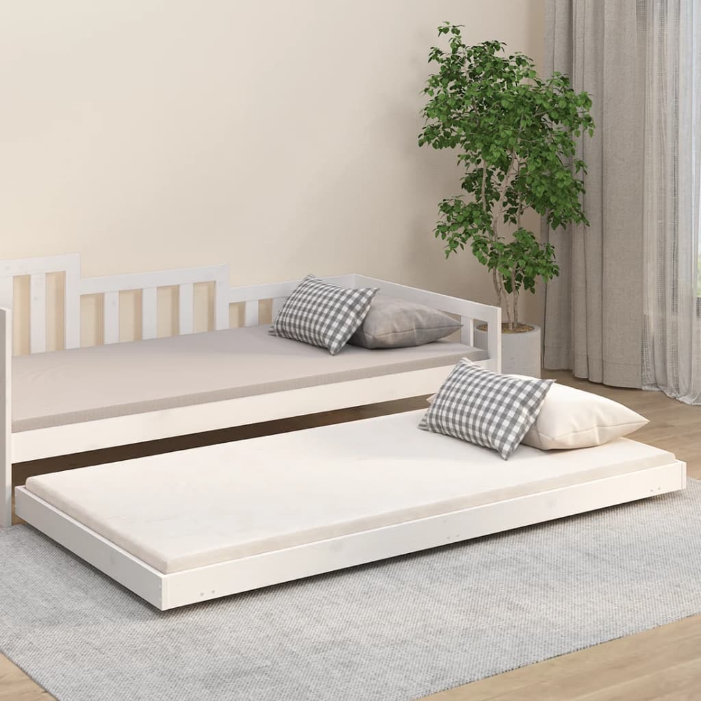Cama sin colchón madera maciza de pino blanca 80x200 cm