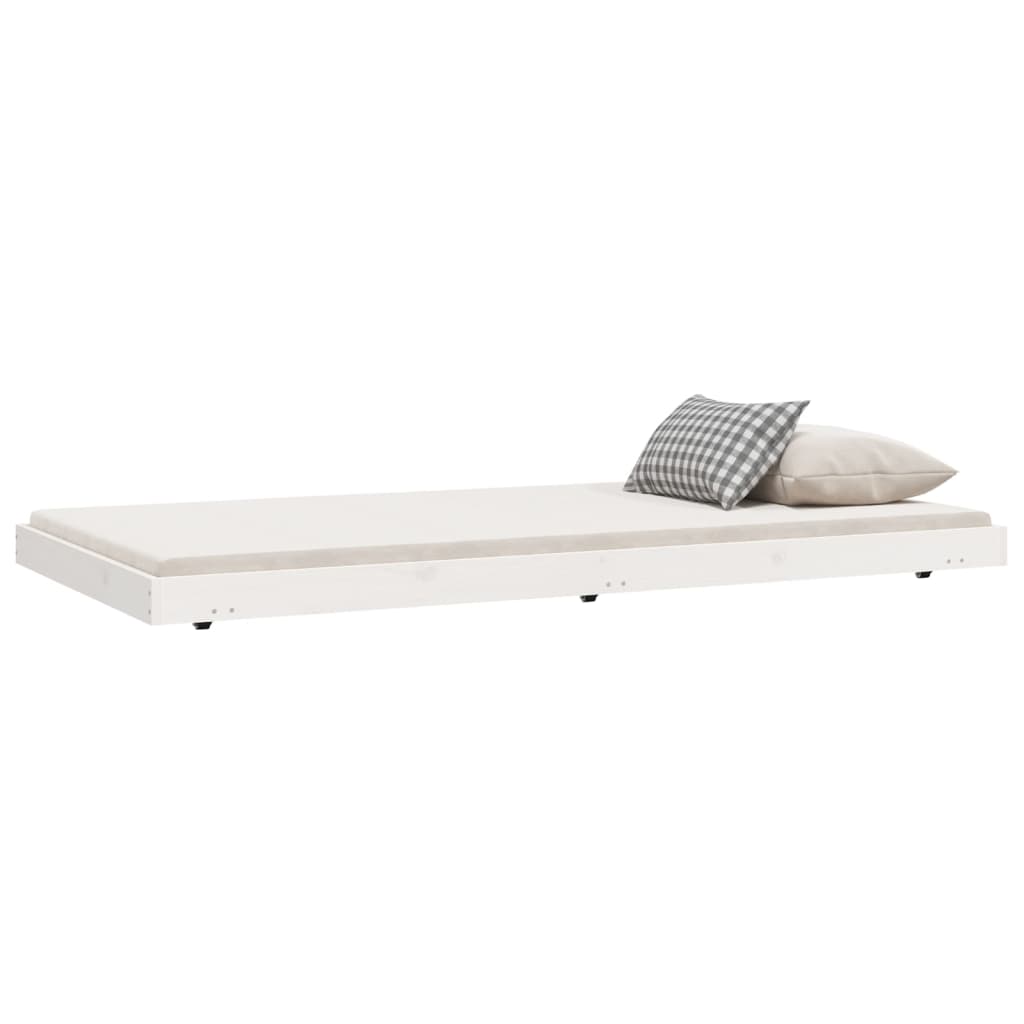 Cama sin colchón madera maciza de pino blanca 80x200 cm