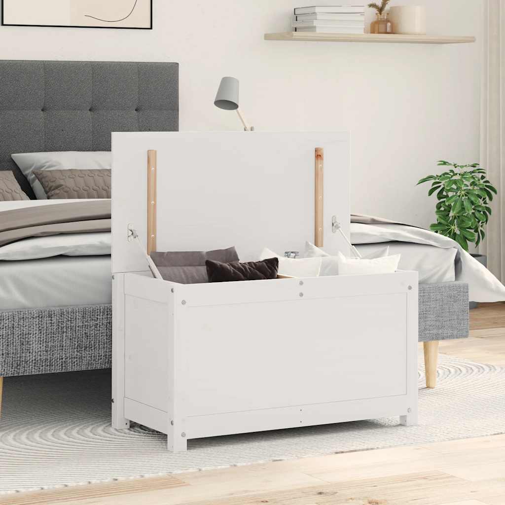 Caja de almacenaje madera maciza de pino blanco 109x36,5x33 cm