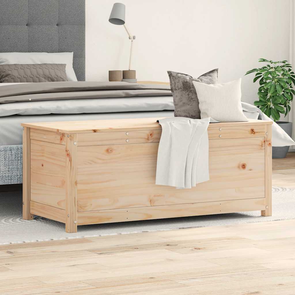 Caja de almacenamiento madera maciza de pino 110x50x45,5 cm