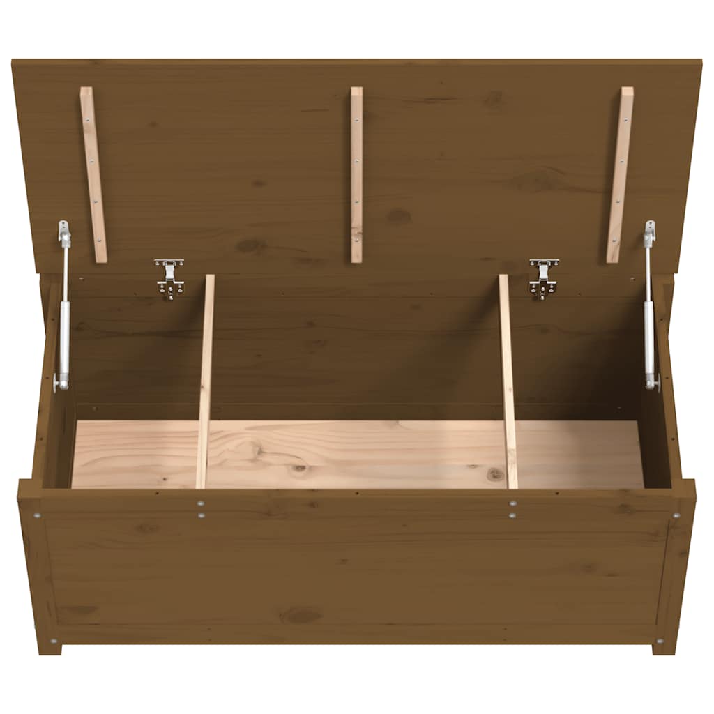 Caixa de arrumação em madeira de pinho maciço cor castanho mel 110x50x45,5 cm