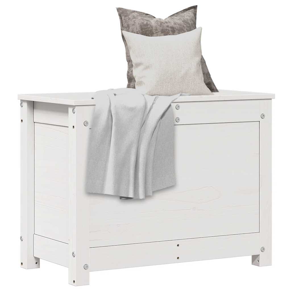 Caja de almacenaje madera maciza de pino blanco 109x36,5x33 cm