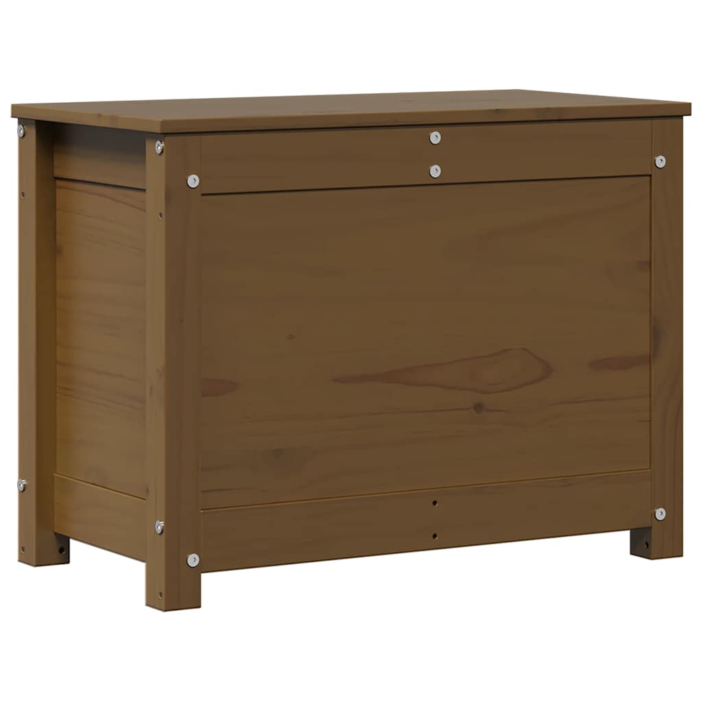 Caja de almacenaje madera maciza pino marrón miel 60x32x45,5 cm