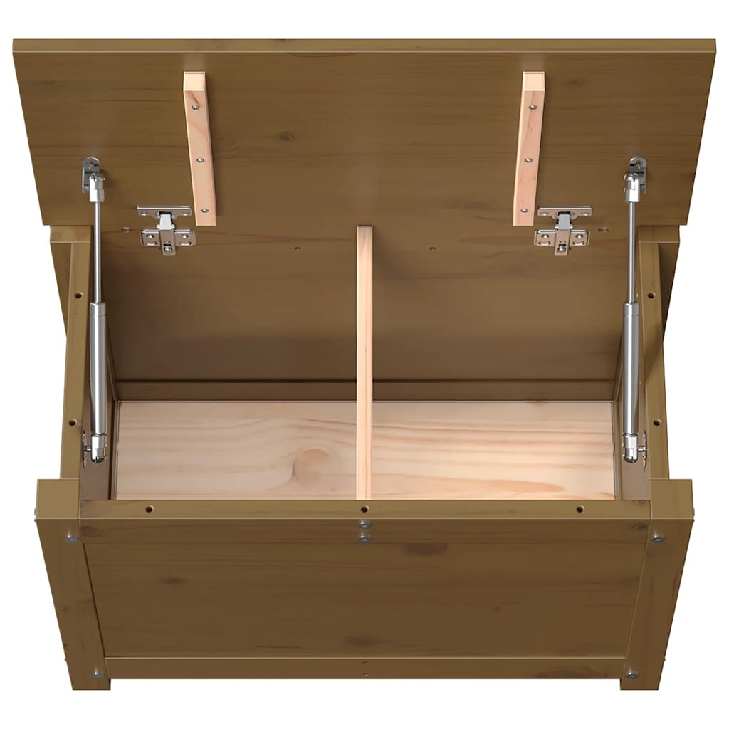 Caja de almacenaje madera maciza pino marrón miel 60x32x45,5 cm
